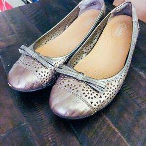 Pewter Clarks Ballet Flats